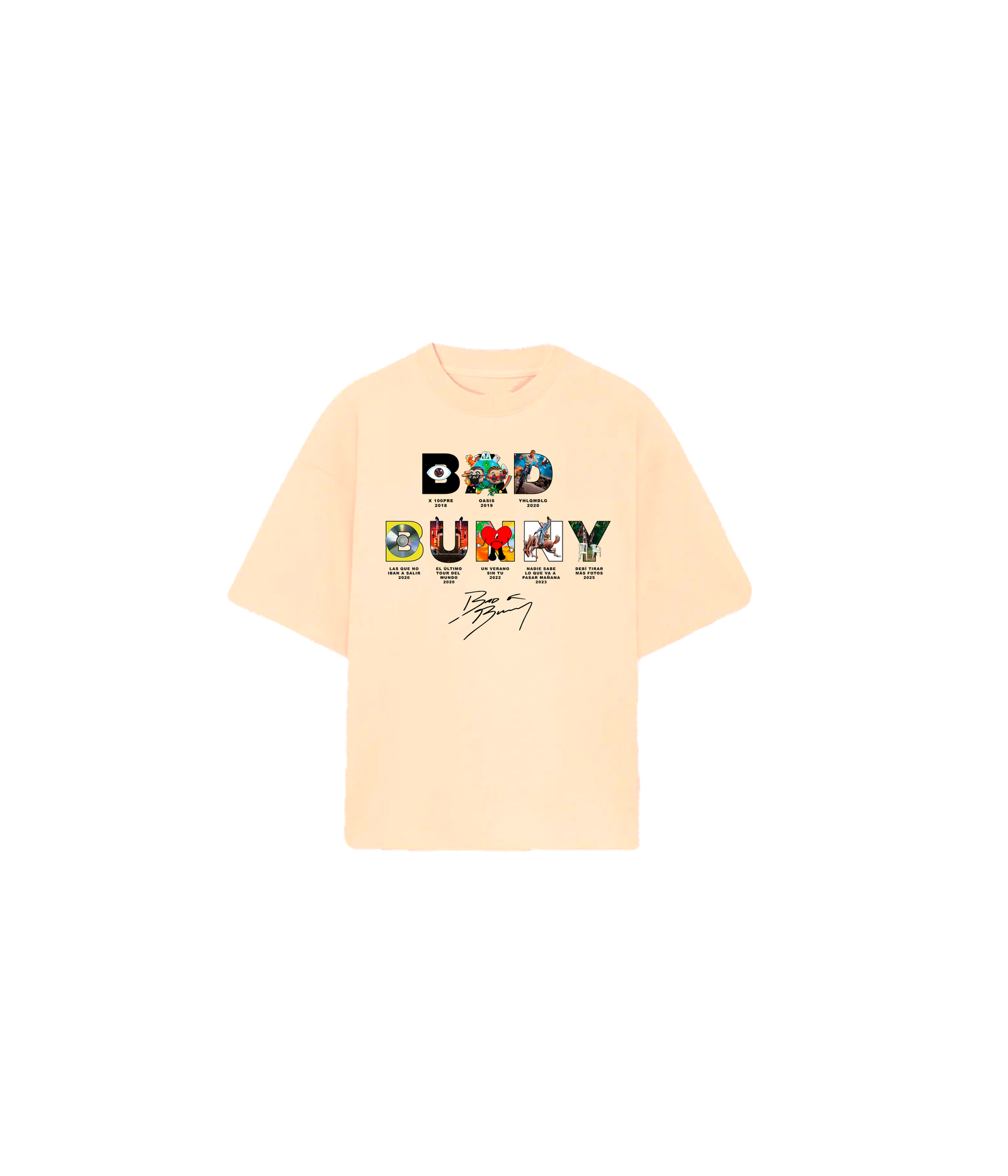 Playera Beige Oversize Bad Bunny albumes